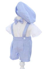 Costum bleu de vara pentru botez, 4 piese, REC3469