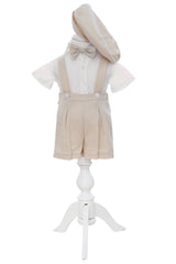 Costum crem de vara pentru botez, 4 piese, REC3470