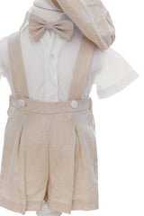 Costum crem de vara pentru botez, 4 piese, REC3470