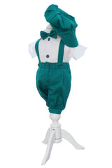 Costum verde cu maneca scurta pentru botez, 4 piese, REC3473