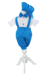 Costum turcoaz cu maneca scurta pentru botez, 4 piese, REC3474