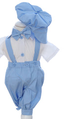 Costum bleu cu maneca scurta pentru botez, 4 piese, REC3475