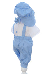 Costum bleu cu maneca scurta pentru botez, 4 piese, REC3475