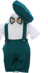 Costumas cu maneca scurta pentru botez, verde, 4 piese, REC3476