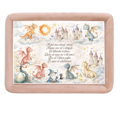 Tava mot baieti, aniversare 1 an, model cu Dinozauri, catifea crem, 10 piese, 34x25 cm, REC5011/42