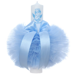 Set trusou botez cu ingeras, lumanare si trusou, bleu, 8 piese, REC5013/3