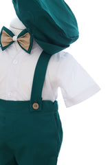 Costumas cu maneca scurta pentru botez, verde, 4 piese, REC3476