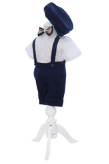 Costumas cu maneca scurta pentru botez, bleumarin, 4 piese, REC3477
