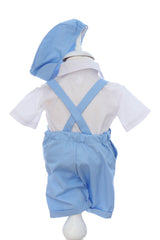 Costumas cu maneca scurta pentru botez, bleu, 4 piese, REC3478