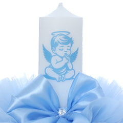 Lumanare botez, ingeras bleu, 30x5.5 cm, REC5004/30