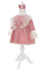 Trusou botez fata, roz pudrat, model Printesa Dayana, trusou, rochita si lumanare, REC3185