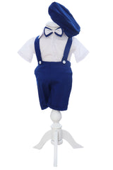 Costumas cu maneca scurta pentru botez, albastru, 4 piese, REC3479
