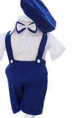 Costumas cu maneca scurta pentru botez, albastru, 4 piese, REC3479