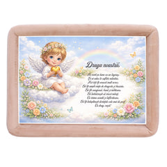 Tava mot fete, aniversare 1 an, model cu Ingeras, catifea crem, 10 piese, 34x25 cm, REC5011/43