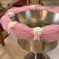 Decor cristelnita, tull roz pudrat cu flori albe, 3M, Recostore®, REC5014/2