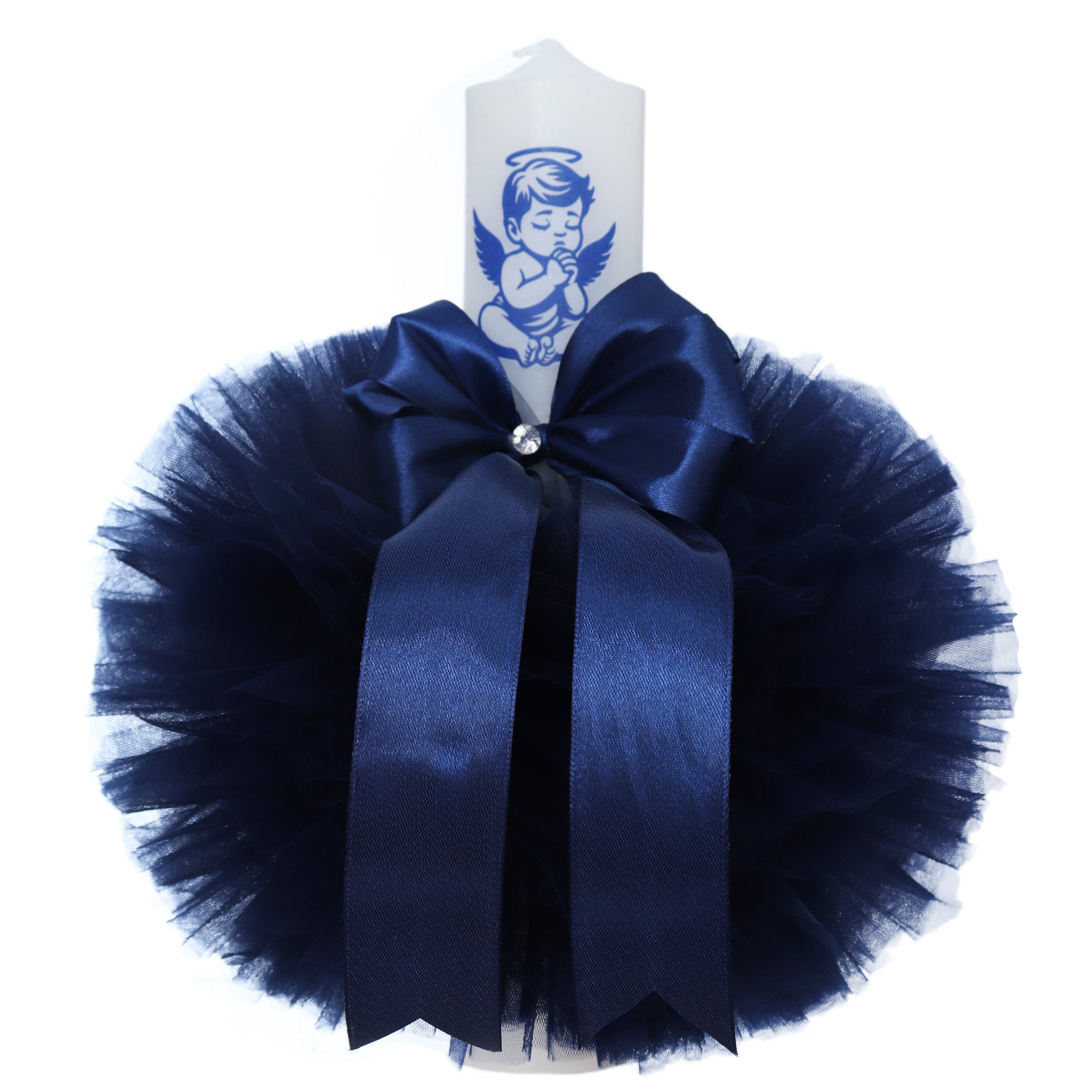 Lumanare botez, ingeras bleumarin, 30x5.5 cm, REC5004/33