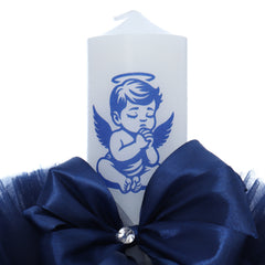 Lumanare botez, ingeras bleumarin, 30x5.5 cm, REC5004/33