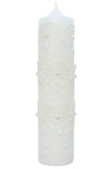 Lumanare eleganta pentru botez, ivoire, 30x7 cm, Recostore®, REC5002/50