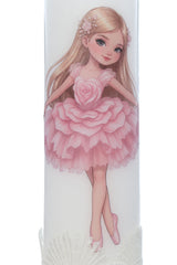 Lumanare cu balerina pentru botez, ivoire, 30x7 cm, Recostore®, REC5002/53