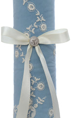 Lumanare cu dantela si catifea pentru botez, bleu, 30x7 cm, Recostore®, REC5002/55