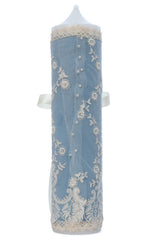 Lumanare cu dantela si catifea pentru botez, bleu, 30x7 cm, Recostore®, REC5002/55