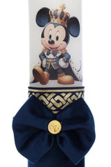 Lumanare botez baieti, model cu MIckey Mouse, 30x7 cm, Bleumarin,  Recostore®, REC5002/24