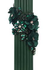 Lumanare botez verde cu detalii florale, 35x6 cm, REC5001/15