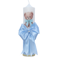 Set trusou botez cu ursulet bleu, lumanare si trusou, 8 piese, REC5013/14