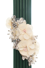 Lumanare botez verde cu detalii florale, 35x6 cm, REC5001/16