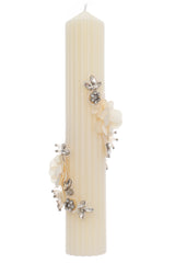 Lumanare botez cu detalii florale, 35x6 cm, REC5001/17