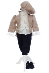 Costumas de print pentru botez, crem-bleumarin, 5 piese, REC3522