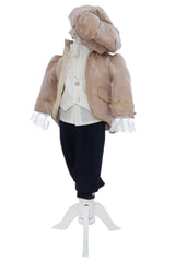 Costumas de print pentru botez, crem-bleumarin, 5 piese, REC3522
