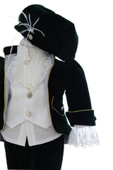 Costumas de print pentru botez, verde inchis, 5 piese, REC3524