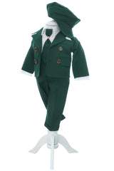 Costumas elegant cu inchidere in 4 nasturi pentru botez baietel, verde, 5 piese, Recostore® REC3535