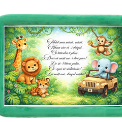 Tava mot baieti, aniversare 1 an, model Jungla, catifea verde, 10 piese, 34x25 cm, REC5011/50