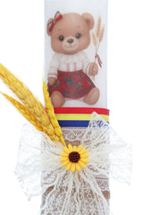 Lumanare botez traditional cu ursulet tarancuta, 30x7 cm, REC5002/42