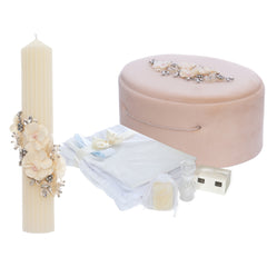 Set trusou botez elegant, lumanare si trusou, 10 piese, REC3381