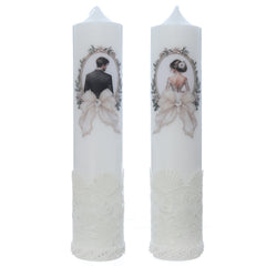 Set doua lumanari mire si mireasa pentru nunta/cununie, Recostore® REC5001/69