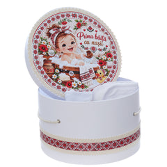 Set "Prima baita cu nasii" model traditional fetita, 5 piese, body, prosop, borcan mirodenii, scrisoare si cutie, Recostore® REC3541