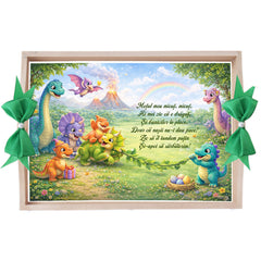 Tava pentru taiere mot, model cu Dinozauri, Verde, 10 piese, 35x20 cm, REC1967/363