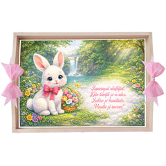 Tava pentru taiere mot/turta, model cu Iepuras, roz, 10 piese, 35x20 cm, REC1967/364