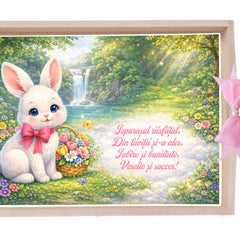 Tava pentru taiere mot/turta, model cu Iepuras, roz, 10 piese, 35x20 cm, REC1967/364