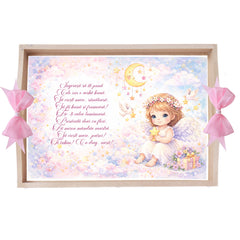 Tava pentru taiere mot/turta, model cu Ingeras, roz, 10 piese, 35x20 cm, REC1967/365