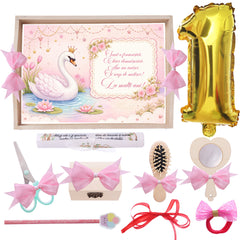 Tava pentru taiere mot/turta, model cu lebada, roz, 10 piese, 35x20 cm, REC1967/366