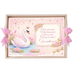 Tava pentru taiere mot/turta, model cu lebada, roz, 10 piese, 35x20 cm, REC1967/366