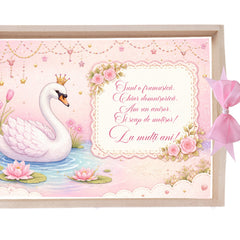 Tava pentru taiere mot/turta, model cu lebada, roz, 10 piese, 35x20 cm, REC1967/366