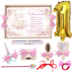 Tava pentru taiere mot/turta, model cu lebada, roz, 10 piese, 35x20 cm, REC1967/367