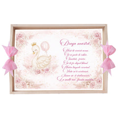 Tava pentru taiere mot/turta, model cu lebada, roz, 10 piese, 35x20 cm, REC1967/367