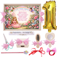 Tava pentru taiere mot/turta, model cu Printesa, roz, 10 piese, 35x20 cm, REC1967/376