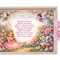 Tava pentru taiere mot/turta, model cu Printesa, roz, 10 piese, 35x20 cm, REC1967/376